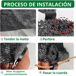 Fácil de Instalar, solo tender la malla, perforar, alinear agujeros y presionar firmemente.