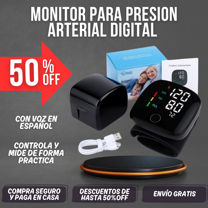 MONITOR DE PRESION ARTERIAL DE MUÑECA - CON VOZ EN ESPAÑOL