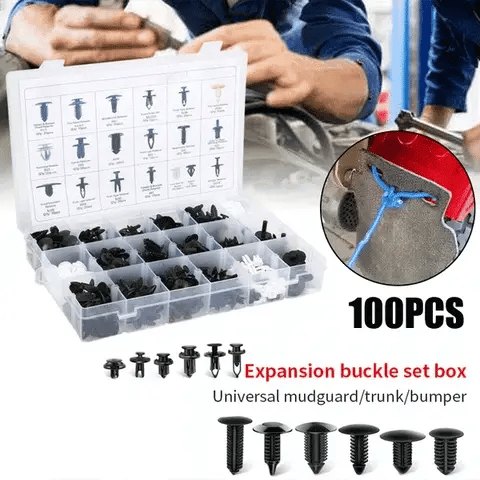 Remaches de Plástico para Auto | 100 Clips de Sujeción Universales para Parachoques y Molduras + REGALO