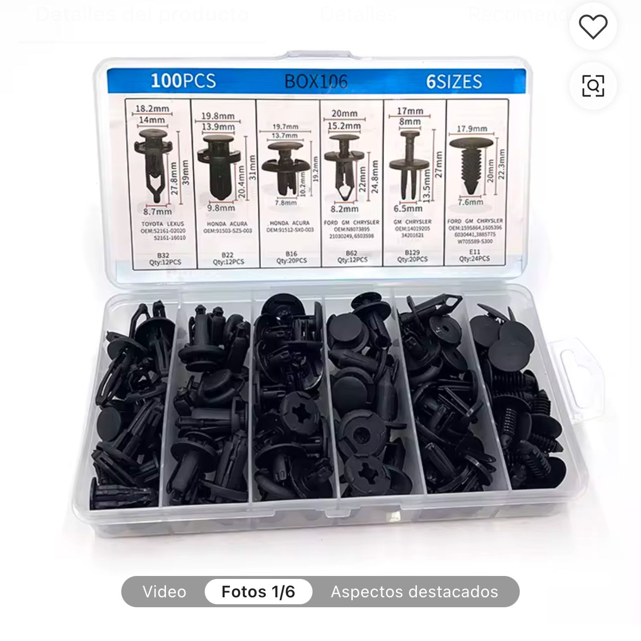 Remaches de Plástico para Auto | 100 Clips de Sujeción Universales para Parachoques y Molduras + REGALO