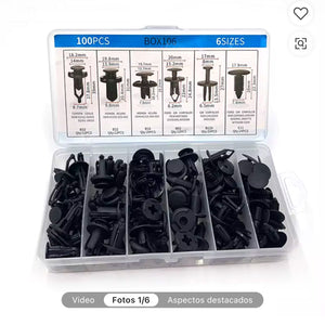 Remaches de Plástico para Auto | 100 Clips de Sujeción Universales para Parachoques y Molduras + REGALO