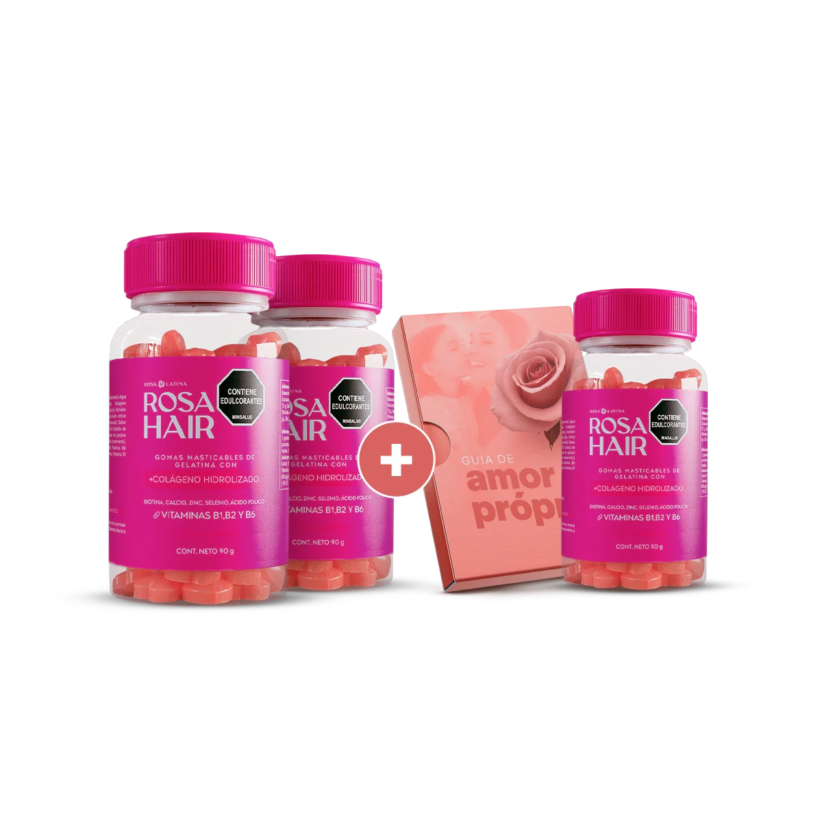 Rosa Hair - 03 Frascos + Guías Gratis